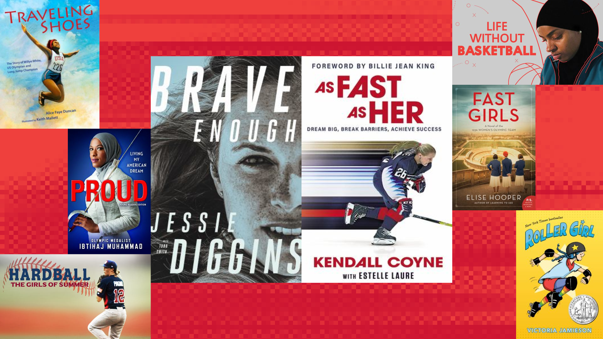 book covers of Brave Enough by Jessie Diggins and As Fast as Her by Kendall Coyne