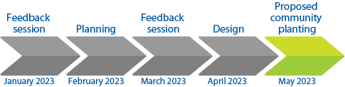 Project timeline. Feedback session in January 2023 current step. 