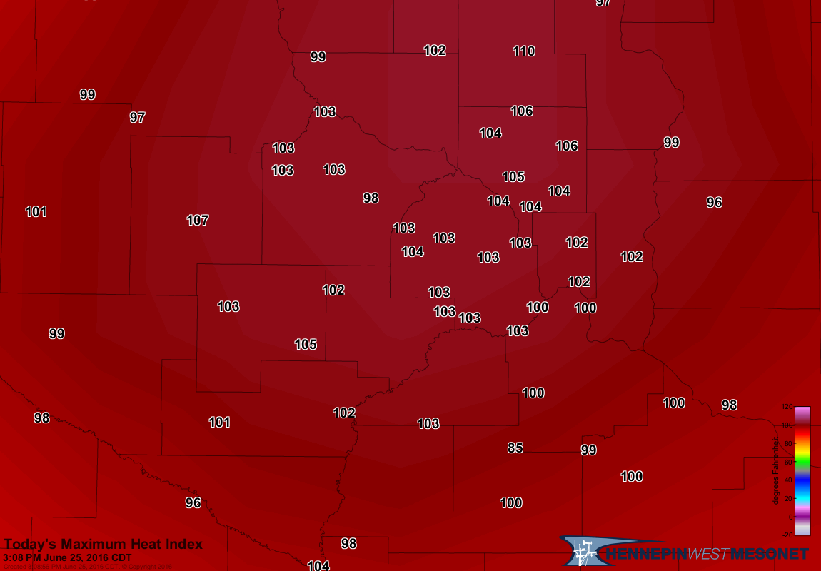 heat indices at 3 p.m.
