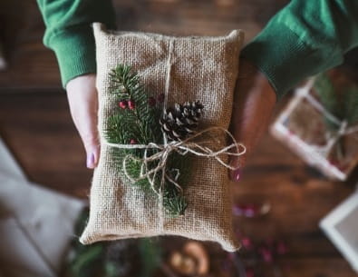 Gift wrapped in burlap