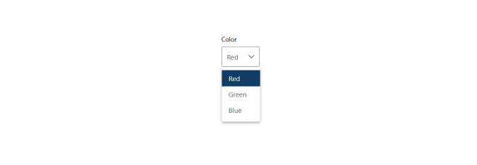 A PrimeNG dropdown component example.