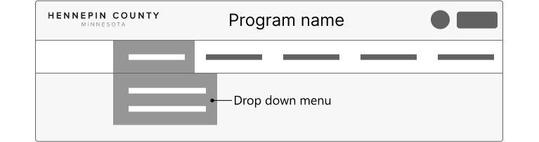 Mockup of service name header with drop-down navigation.