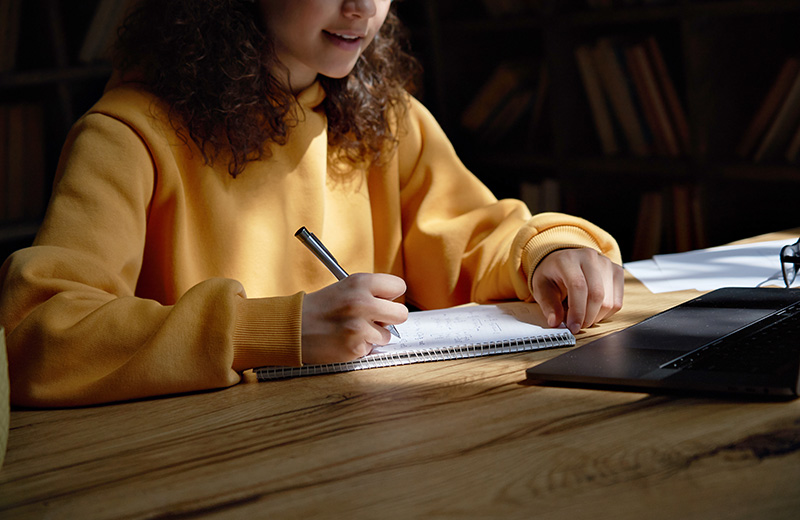 Student doing homework