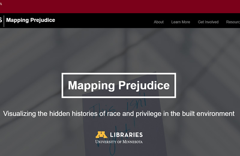 mapping prejudice screenshot of university of minnesota website