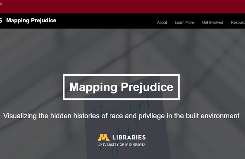 mapping prejudice screenshot of university of  minnesota website