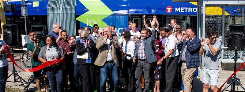 State leaders celebrating in front of the C-line