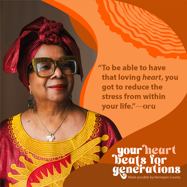 women with quote "To be able to have that loving heart, you got to reduce the stress from within your life."