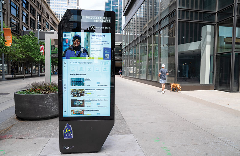kiosk outside in downtown minneapolis